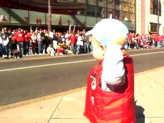 toddler leads the celebration